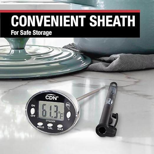 CDN Thin Tip Thermometer | ProAccurate®, 4.75" Stem, Digital, Hold, Max, Waterproof, NSF Certified, Ideal for Cooking, Brewing - DTQ450X