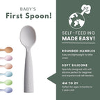 Miniware Silicone Baby Spoon for Training - BPA Free Baby Utensils - Baby Spoons Self Feeding 6 Months | 100% Food Grade Silicone - Modern & Dishwasher Safe Toddler Spoons (Grey and Cotton Candy)