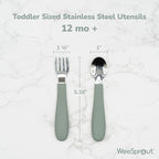 WeeSprout Toddler Utensils, 3 Forks & 3 Spoons, 18/8 Stainless Steel & Food Grade Silicone, Thick Easy-Grip Handles, Perfect Length For New Self Feeders, Gentle On Gums & Teeth, Dishwasher Safe