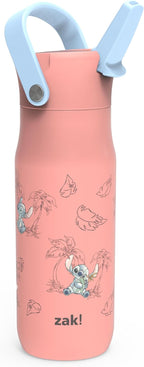Zak Designs Harmony Disney Stitch Water Bottle for Travel or At Home, 20oz Stainless Steel is Leak-Proof When Closed and Vacuum Insulated with Straw Lid and Carry Handle (Stitch)
