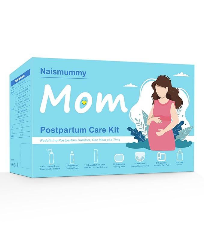 Postpartum Essentials Recovery Kit for Labor & Delivery – Nursing Pads, Peri Bottle, Ice Pack Pad, Postpartum Underwear, Disposable Bed Pads, Perineal Foam, 55 Piece Gift Set