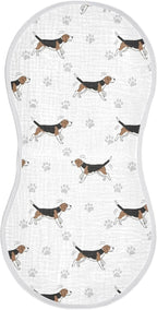 1 Pack Muslin Burp Cloths Beagle Paw Print White Cotton Baby Burp Cloths Extra Absorbent and Soft Thick Burping Cloth for Newborn Boys Girls 22x11 Inch