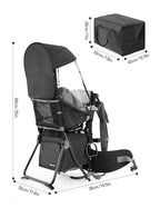 besrey Baby Backpack Carrier, Toddler Hiking Backpack with Safety 3-Height Seat, Adjustable Straps&Waist Belt, Foldable Frame Lightweight Large Capacity Child Carrier for Hiking (Black)