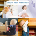 Baby Safety Locks - Maveek 8 Pack Child Proofing Lock For Drawers Doors Cupboard Dresser Door Closet Toilet Seat Oven Refrigerator, Adjustable Transparent Latches, 9 Pcs Extra Adhesive Pads