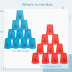 yeesport Sport Stacking Cups, 24pcs Sports Stacking Cups Sport Training Game for Challenge Competition Travel Party Gift for Kids and Adults (Blue & Red)