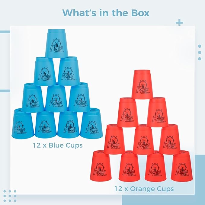 yeesport Sport Stacking Cups, 24pcs Sports Stacking Cups Sport Training Game for Challenge Competition Travel Party Gift for Kids and Adults (Blue & Red)