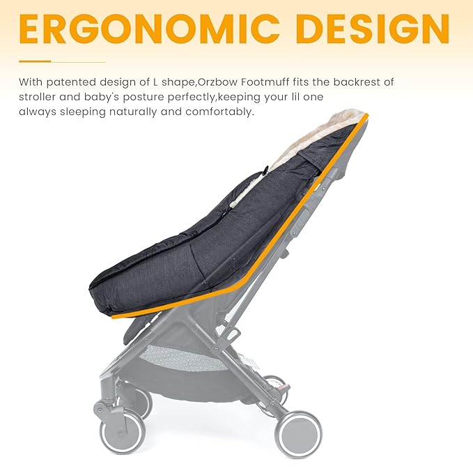 Orzbow Stroller Footmuff Universal | Faux Wool Baby Bunting Bag | Warm, Weather-proof, Adjustable Buckles | Winter Stroller Blanket Cover | Baby Sleeping Bag for Cold Weather Accessories, Dark Grey