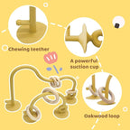 Baby High Chair Suction Toys Teething Chew - Baby Table Toys, Teething Toys Silicone Teethers, Food Grade Silicon for 6 12 18 Months (Yellow)