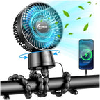 20000mAh Portable Stroller Fan with Auto Oscillating, Extended Anti-Slip Detachable Flexible Tripod, Power Bank & LED Light, 3-Speed Quiet Long Time Cooling Clip On Fans for Baby Crib Car Seat Travel