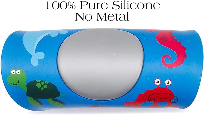 Bathtub Drain Stopper, Silicone Tub Stopper Plug, Universal Bath Drain Cover, Kids Tots Babies Gift (Blue Seahorse)