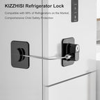 Fridge Lock (2 Pack),Refrigerator Lock with Keys,for Fridge, Cabinet Locks, Drawers, Dishwasher, Toilet and Child Safety Cabinet Locks, 3M Adhesive No Drilling (Black)