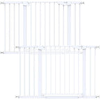 Cumbor 2 Pack 29.7"-48" Baby Gate for Stairs, Mom's Choice Awards Winner-Dog Gate for Doorways, Pressure Mounted Auto-Close Pet Gates for Dogs Indoor, Safety Child Gate with Easy Walk Thru Door,White