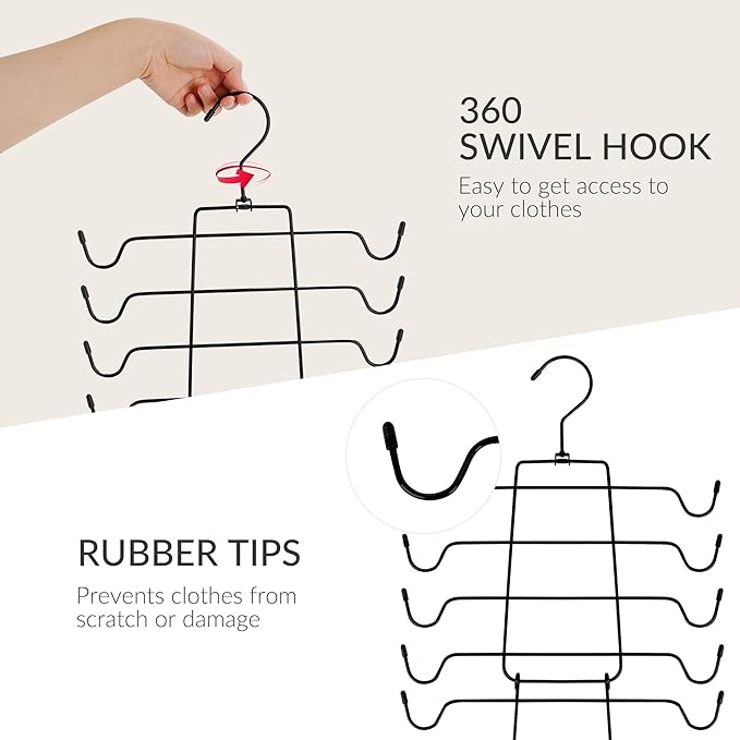 ZEDODIER 3 Pack Tank Top Hanger Space Saving, Bra Hangers for Closet Organizer, Hanging Bra Organizer Tank Tops Holder with 24 Hooks, Metal Closet Organizers and Storage Small Space Solutions, Black