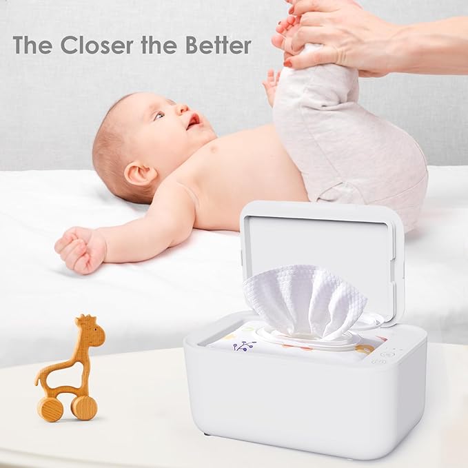 Baby Wipe Warmer, Wipe Warmer and Baby Wet Wipes Dispenser, Wipes Warmer for Newborn Baby Evenly Heated, Portable Wipe Warmer Smart Control, Diaper Warmer Large Capacity Wipe Dispenser Nursery (White)