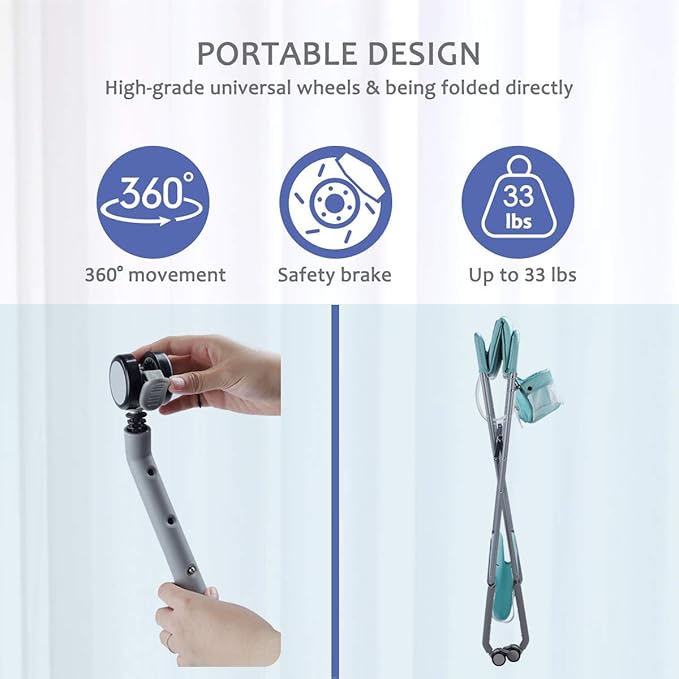 Baby Changing Table Portable Folding Diaper Changing Station with Wheels, Adjustable Height Mobile Nursery Organizer with Safety Belt and Large Storage Racks for Newborn Baby and Infant, Green