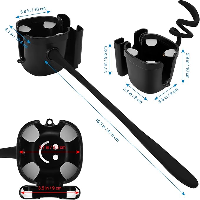 Accmor Stroller Cup Holder, Universal Cup Holder with Silicone Gooseneck Arm, Bike Cup Holder, 360° Rotatable Large Caliber Drinks Holder for Stroller, Bike, Wheelchair, Walker