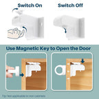 Inaya Magnetic Cabinet Locks Baby Proofing, 12 Locks & 2 Keys, Child Proof Magnet Locks for Cabinet Drawers with Invisible Design, 3M Adhesive for Easy Installation - No Drill & Tools Needed