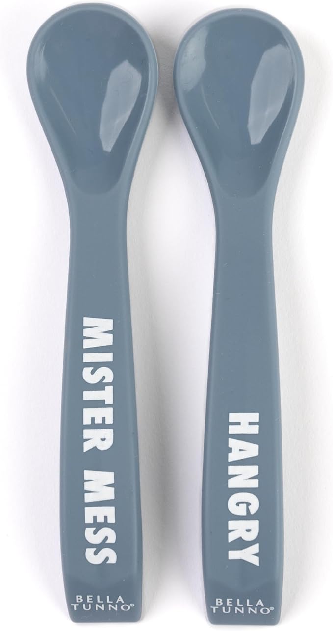 Bella Tunno Silicone Suction Bowl & Spoons for Toddlers & Babies, Food Grade BPA Free Silicone, Non Slip Base, Microwave & Dishwasher Safe, Ideal Baby-Led Weaning Bowl, Miss Mess/Love First Bite