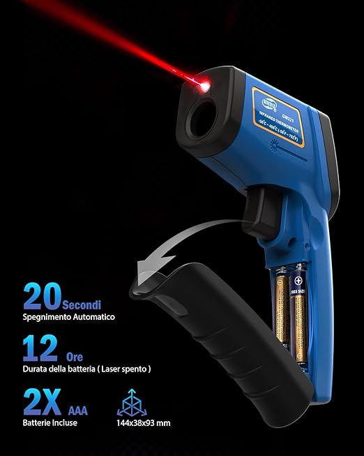 Infrared Thermometer Laser Temperature Gun, Digital Surface Heat Temp Gun Non-Contact for Cooking Food, Pizza Oven, Griddle Meat, Refrigerator, HVAC, Grill, Engine -58℉~986℉ (GM531)