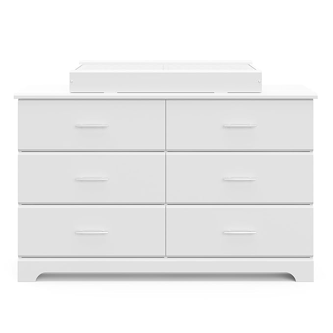 Storkcraft Brookside 6-Drawer Dresser (White) – GREENGUARD Gold Certified, White Dresser for Bedroom, Kids & Nursery Storage Chest, Safety Interlocking Drawers, Pre-Installed Tracks, Kids Chest