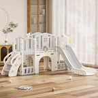 KORIMEFA Toddler Slide Set, 8 in 1 Kids Slide, Indoor Outdoor Slide for Toddlers Age 1-3, Toddler Playset with Basketball Hoop and Tunnel, Toddler Indoor Outdoor Playground