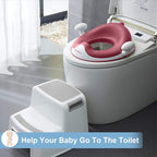 ANGELBLISS Baby Potty Training Toilet Seat with Soft Cushion Handles, Haute Collection, Double Anti-Slip Design and Splash Guard for Boys and Girls (Dark Pink)