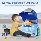 Interactive Truck Engine Toy with Removable Parts - Lights, Sounds, and Fun for Young Mechanics -Unleash Their Creativity and Motor Skills with This Truck Engine Toy (Bule)