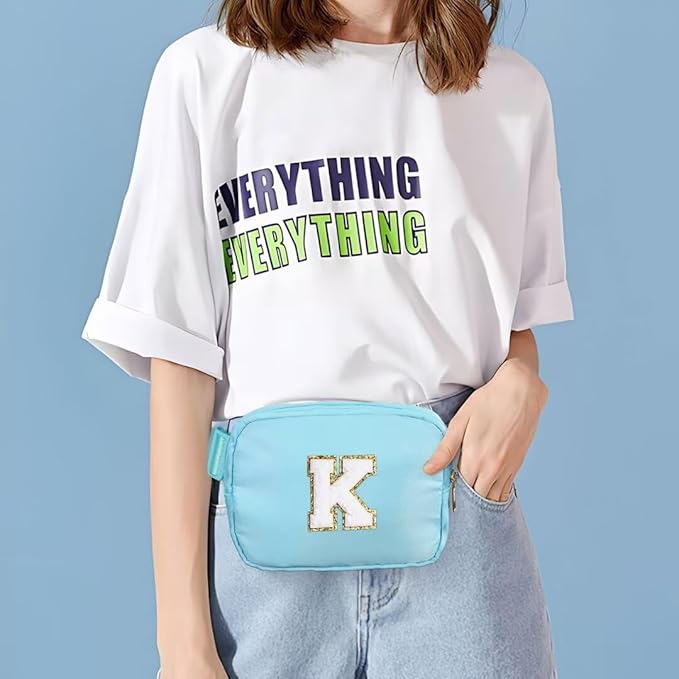 YOOLIFE Bridesmaid Gifts - Bridesmaid Proposal Gift Wedding Day, Bridal Shower Gifts, Maid of Honor Gifts, Bachelorette Party Decorations Favors, Blue Initial Crossbody Bag Belt Bag B