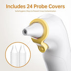 Ear Thermometer, Highly Accurate Ear Thermometer for Kids, Adults and Babies, 30 Memory Recall, 1s Result and 3-Color Fever Alert, with 24 Disposable Probe Covers, Yellow