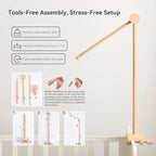 HI BABY MONMENT Crib Mobile Arm - Baby Mobile Hanger with 360° Vertical Adjustment, Stabilizing Attachment for Added Safety, Mobile Arm for Crib, Sturdy & Secure Design for Nursery Mobile