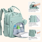 BabbleRoo Diaper Bag Backpack - Baby Essentials Travel Bag - Multi Function Waterproof Diaper Bag, Travel Essentials Baby Bag with Changing Pad, Stroller Straps & Pacifier Case – Unisex, Sage Green