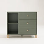 Storkcraft California 3 Drawer Combo Dresser (Olive with Driftwood) – GREENGUARD Gold Certified, Interlocking Drawer System, Pre-Installed Drawer Tracks for Easier Assembly, Spacious Cabinet