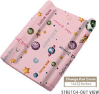 Personalized Baby Crib Bedding Set – Pink Space Theme Nursery Bedding Sets 3 Piece with Custom Name Blanket, Fitted Crib Sheet & Changing Pad Cover – Ideal Newborn Gift for Girls