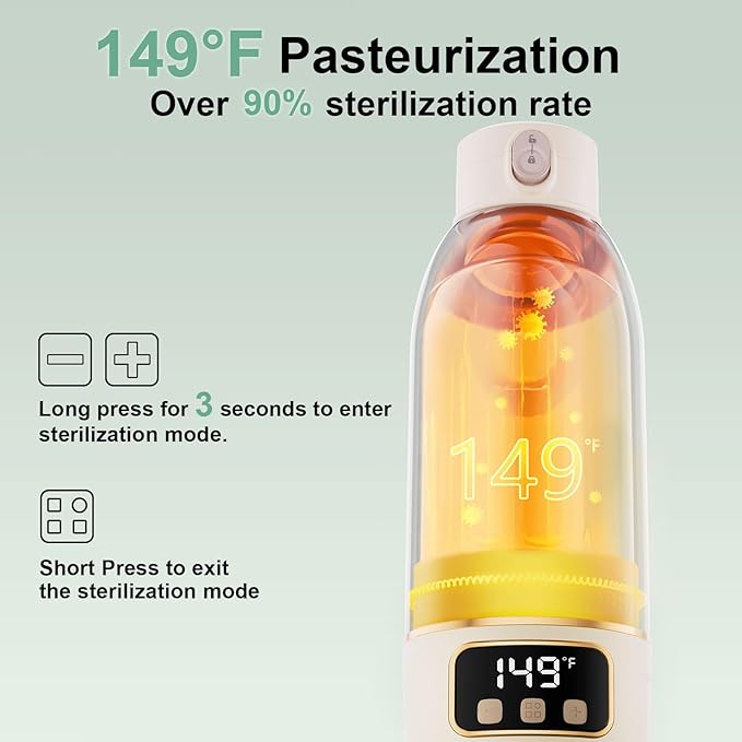 Portable Bottle Warmer for Travel, Formula Warmer On The Go, Milk Warmer for Breastmilk Water Soup, with Fast Heating & Long Battery Life, 17 OZ to Meet Your All-Day Needs, for Outdoor, Car, Journey