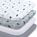 Graco Pack n Play Sheets Fitted 4-Pack | Mini Crib Sheets, Breathable Material, Grey