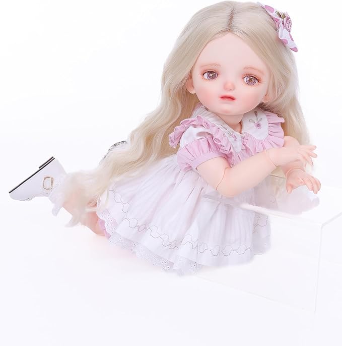 BJD Dolls, 1/4 Ball Jointed Doll Fullset with 15 Articulated Joints and Adjustable Glass Eyes, 20 Inch (50cm) Full Vinyl Girl, Collectible Reborn-Style Doll for Ages 14+, Gift Box Packaging