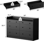 Cozy Castle Baby Dresser with 6 Drawers and Large Table Top, Multi-Functional Chest of Drawer, Drawer Dresser with Three-Sided High Rails for Nursery, Children's Room, Bedroom, Black