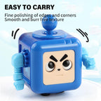 Fidget Robot Cube Fidget Toy, Magic Cube Stress and Anxiety Relief Toys, Fidgets Robot Cube Fidget Toy Cube Relaxing Hand-Held for Adults, Killing Time Cool Fidget Block for ADD/ADHD/OCD (Blue)