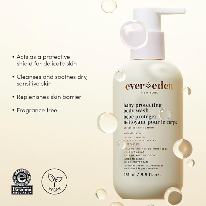 Evereden Protecting Baby Body Wash and Shampoo 8.5 oz. | Clean & Gentle Baby Care | Non-toxic & Fragrance Free