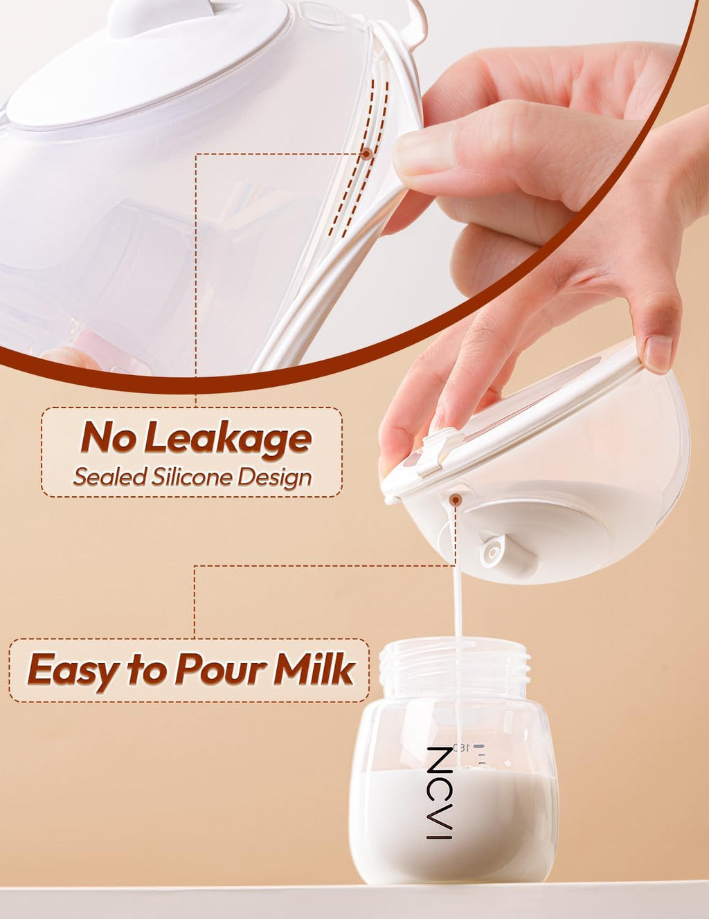 NCVI Ultra-Light Wearable Breastfeeding Pump Hands-Free, Hospital-Grade Portable Electric Breast Pump with Double Sealed Milk Cup, 21/24mm Flanges Suit for 17-23mm Small Nipples, 4 Modes 9 Levels