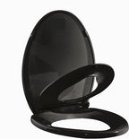 Toddler Toilet Seat with Adult Toilet Seat Cover Elongated – Potty Training Toilet s for Family Bathroom, Slow Close PP Toilet Seats with Built-in Child Seat, Black