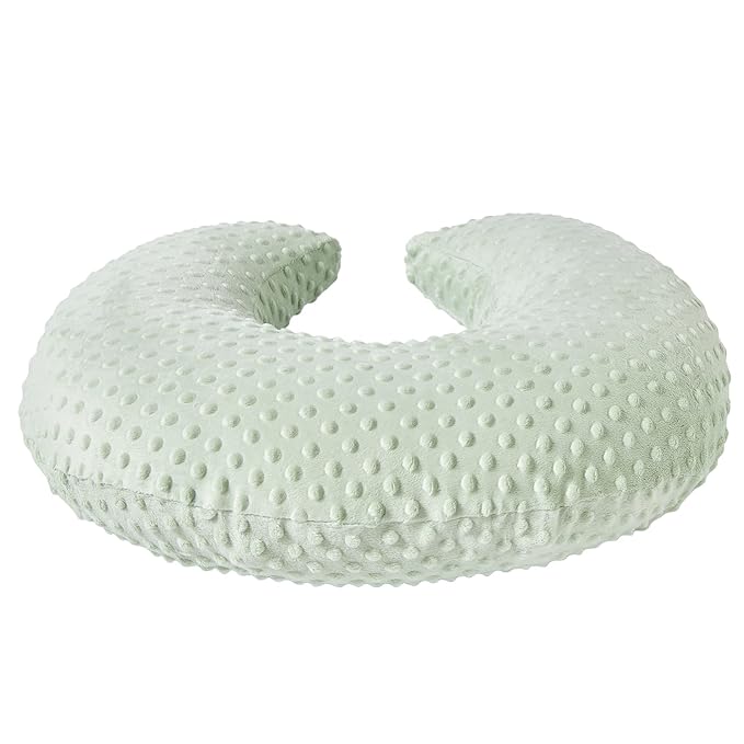 Baby Nursing Pillow and Body Positioner with Premium Slipcover for Breastfeeding for Baby Boys and Girls, Feeding Pillow with Breathable Comfortable Pillowcase (Green)