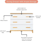 dadada LaLa 3 Drawer Dresser for Nursery - Modern Design, Deep Drawers, Baby-Safe Finish, Anti-Tip Safety, Durable Construction, Maximum Storage for Small Spaces, 39” Wide. (Little 3-Drawer)
