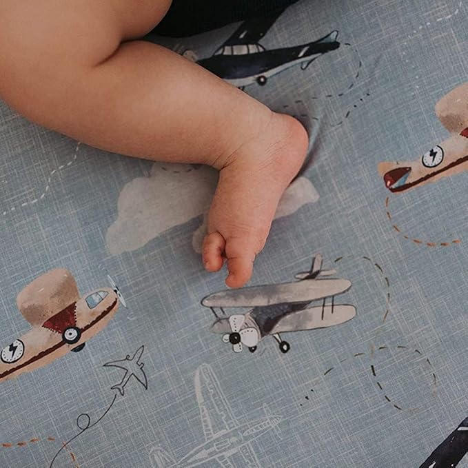 Baby Changing Pad Cover 2-Pack for Boys, Girls (Watercolor Airplanes and Clouds) - Premium Fitted Sheets Baby Diaper Changing Table Cover - Buttery Soft Cotton Blend