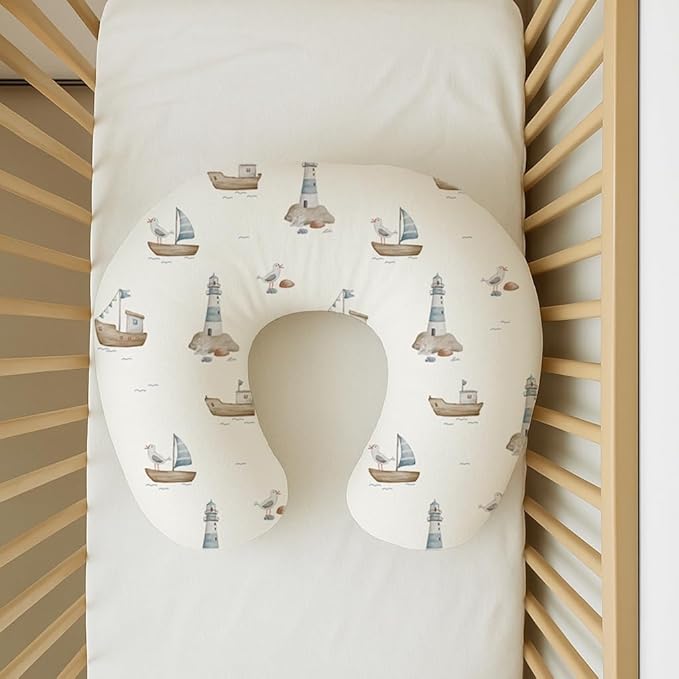 Nursing Pillow Covers 2 Pack, Breastfeeding Pillow Slipcovers Soft and Stretchy, Nursing Covers for Baby Girls Boys Newborn (Sailing Waves)