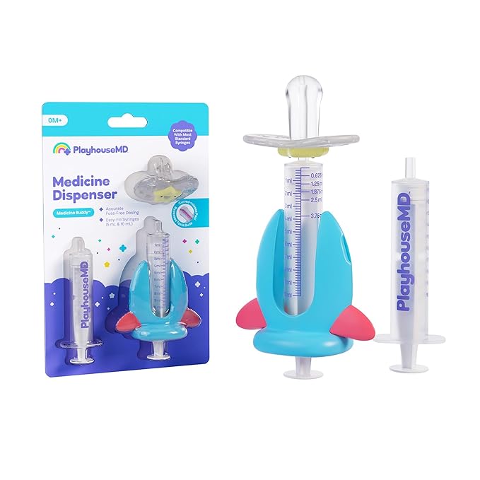 Medicine Dispenser, Rocket - Liquid Medication Syringe for Newborns, Infants, Babies & Toddlers - Baby Medicine Kit with Pacifier Attachment for Accurate Dosing