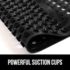 GORILLA GRIP Patented Square Shower Stall Mat, Small Bathtub Floor Mats for Stand Up Showers, Suction Cups and Drainage Holes, Machine Wash, Soft on Feet, Bathroom Accessories 21x21 Inch, Black Opaque