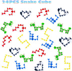 24 Pack 24 Blocks Fidget Snake Cube, Mini Snake Ruler Twist Puzzle Toys for Kids Party Bag Fillers, Party Favors Supplies, Fidget Sensory Toys, Random Color