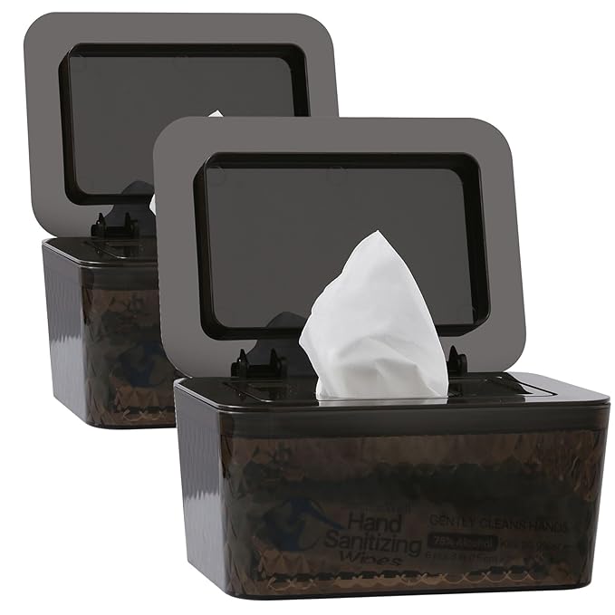 2 Pack Baby Wipes Dispenser Wipe Holder - Larger Capacity Wet Wipe Dispenser Box Wipes Container for Bathroom Keep Wipes Moist and Fresh