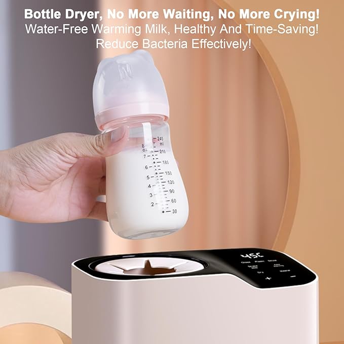 Baby Bottle Warmer, Waterless Bottle Warmer with Shake Function, Fast Milk Warmer for Breastmilk, Portable Bottle Warmer Baby Food Heater & Defroster Warmer for Home (Champagne)